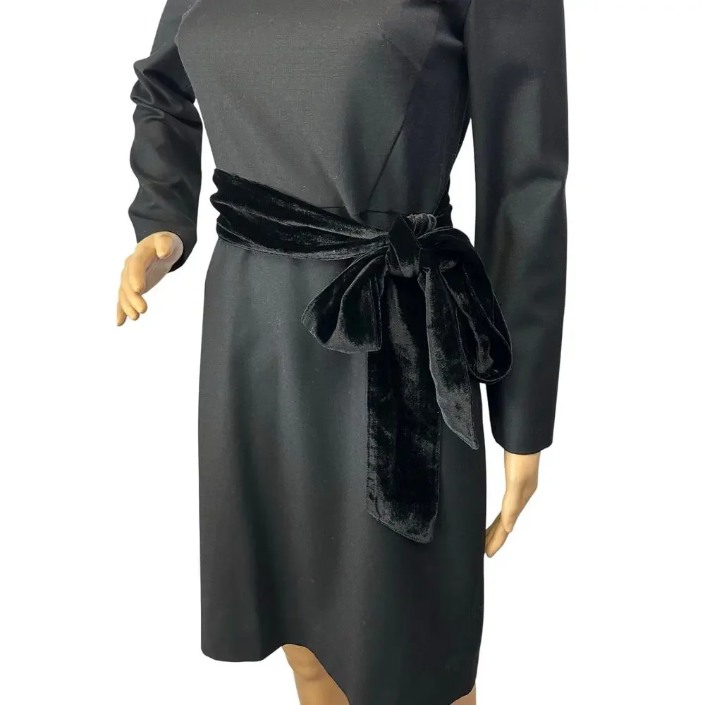 J. Crew Day To Night Velvet Bow Dress Black H3593 Size 0